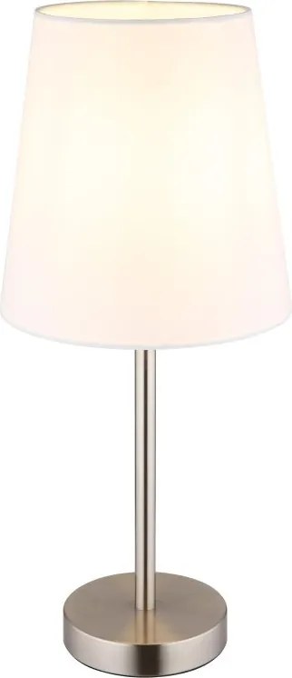 Lampa de masa metal nickel abajur textil alb JORIS