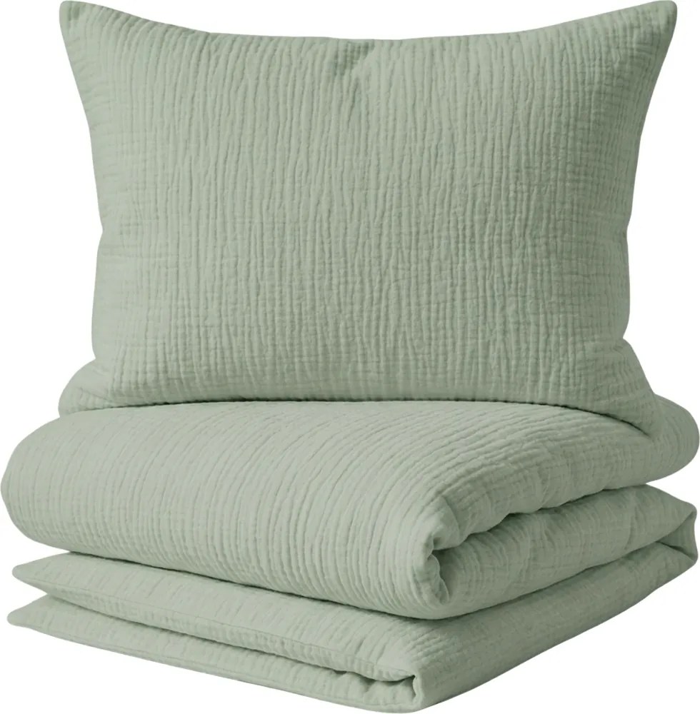 Lenjerie de pat din muselin Mussari verde salvie Dimensiune lenjerie de pat: 2 buc 70 x 90 cm | 200 x 220 cm