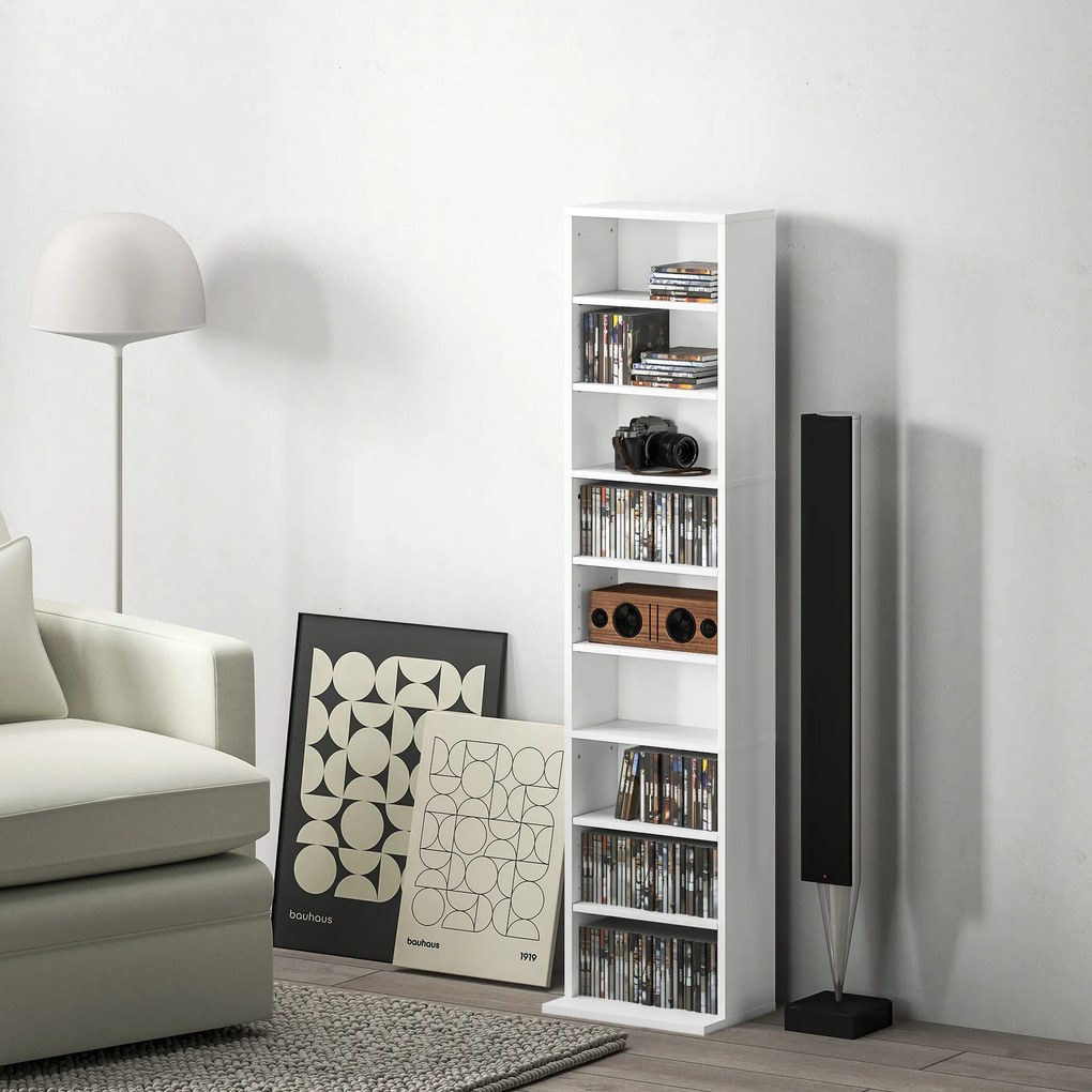 HOMCOM Unitate de Stocare pentru 260 de CD-uri/120 de DVD-uri - Alb | Aosom Romania