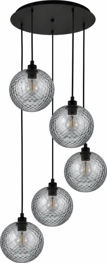 BRILAGI - LED Lustra pe cablu RETRO GLASS 5xE27/60W/230V negru/gri fumuriu