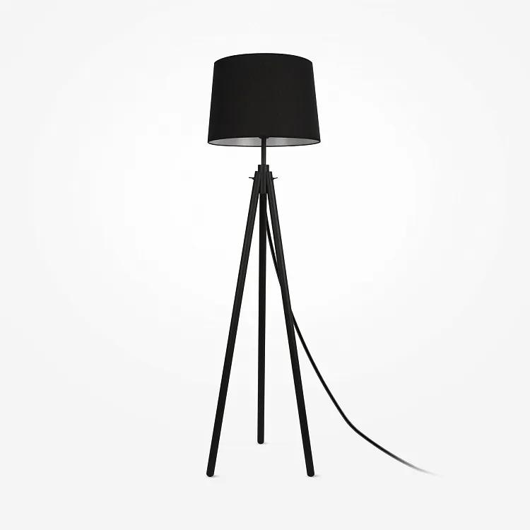 Lampadar modern negru din lemn cu abajur Maytoni Calvin