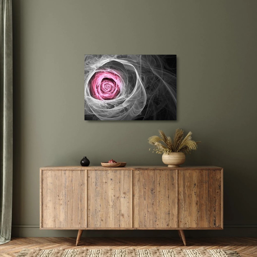 Tablou pe sticlă - Trandafir abstract, fucsia (70x50 cm)