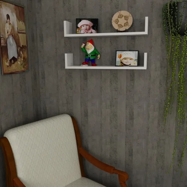 SET 2x raft de perete IRIS 14,5x63 cm alb