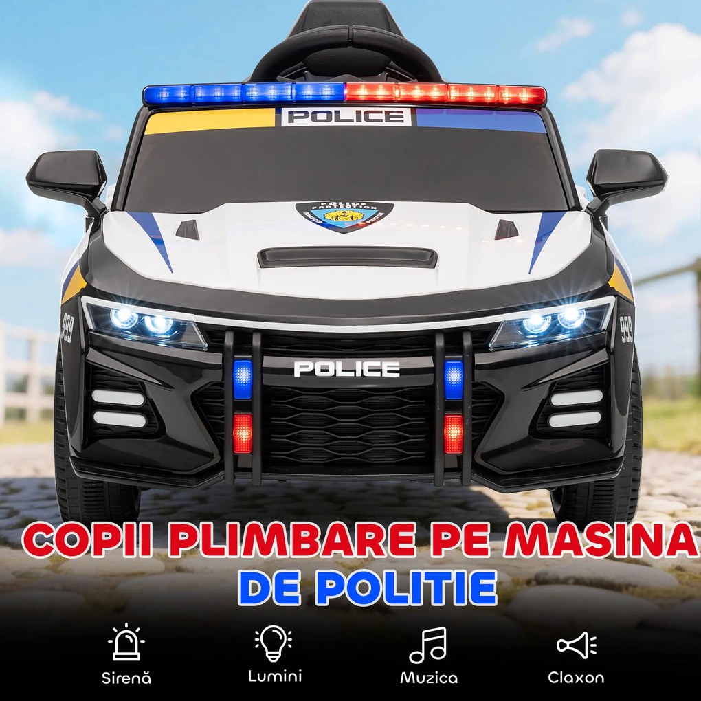 AIYAPLAY Mașină Electrică pentru Copii de Poliție cu Telecomandă și Muzică | Aosom Romania