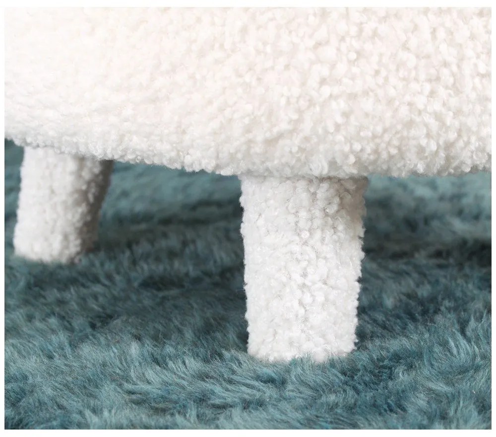 Fotoliu pentru copii alb cu tapițerie din stofă bouclé Moouv – Artie