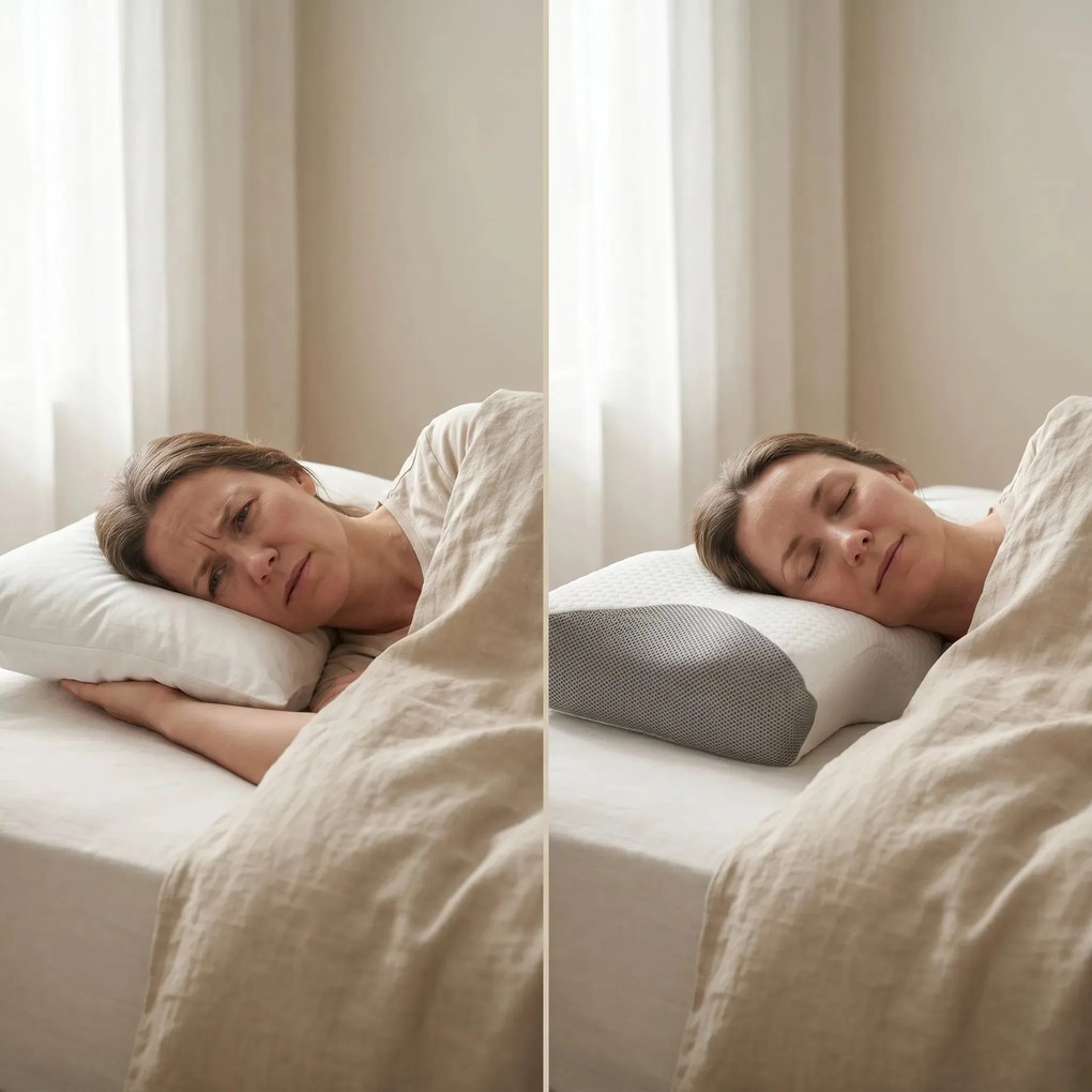 Perna cervicala ortopedica CERVI-SAN Classic, memory foam, fermitate medie, husa Tencel