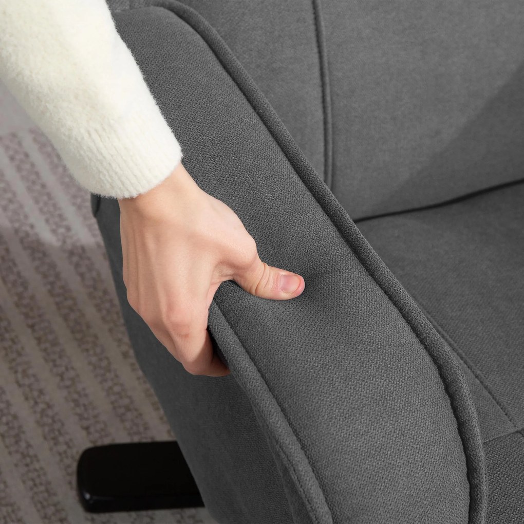 HOMCOM Fotoliu de relaxare leagăn cu taburet, tapiterie din material textil în aspect de catifea, fotoliu tapițat cu funcție de rotație de 360°, cadru de lemn, Gri | Aosom Romania
