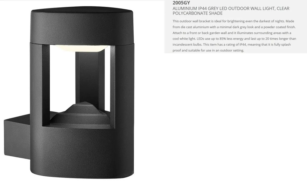 Aplica LED de perete exterior IP54 Michigan 2005GY SRT