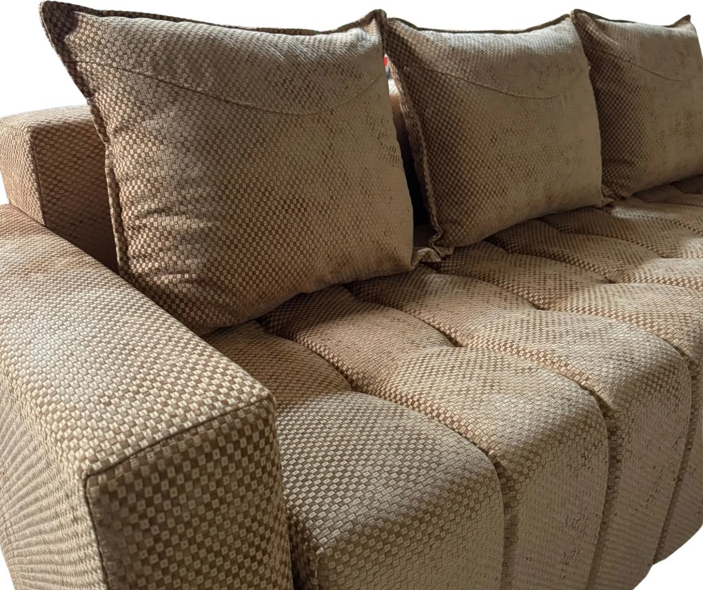 Canapea ZARA extensibila, 3 locuri, cu lada de depozitare, stofa bej auriu , 220x95x80 Bej Auriu, Stofa, 200 cm