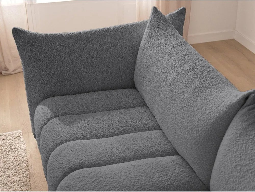 Colțar gri cu tapițerie din țesătură bouclé (cu colț pe partea stângă/cu șezlong) Azra – Bobochic Paris