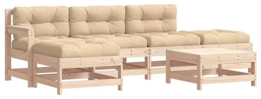 3185906 vidaXL Set mobilier relaxare de grădină & perne 6 piese lemn masiv pin