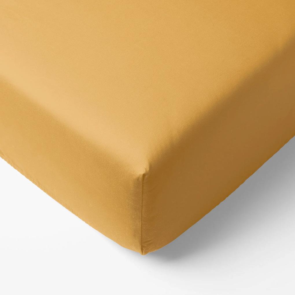 Goldea cearceaf de pat 100% bumbac cu elastic - muştar 140 x 200 cm