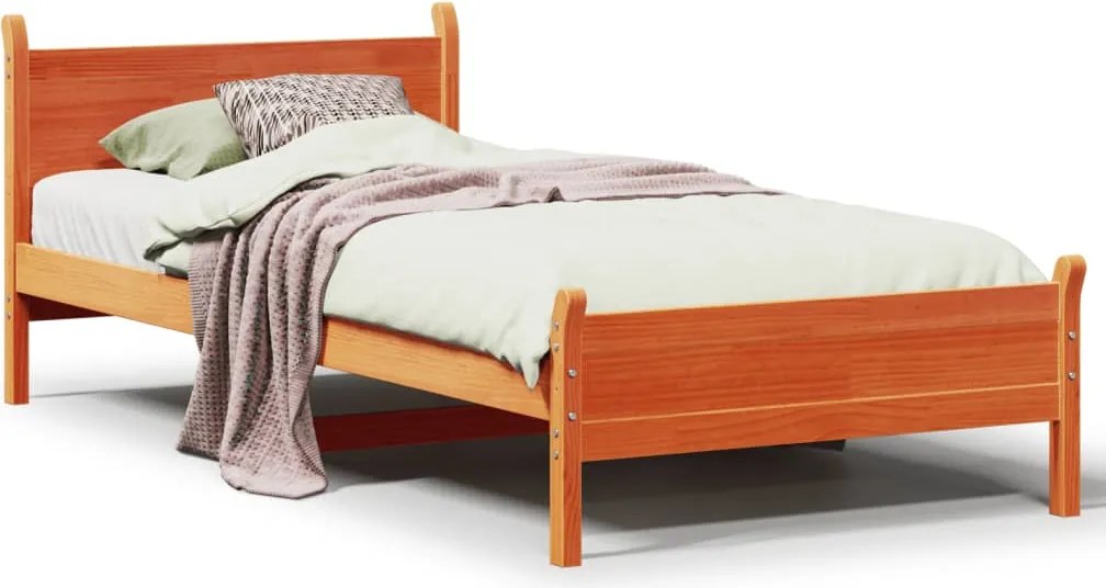 vidaXL Pat de zi fără saltea, maro ceruit, 90x200 cm, lemn masiv pin