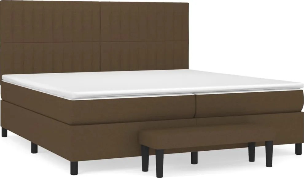 vidaXL Pat box spring cu saltea, maro închis, 200x200 cm, textil