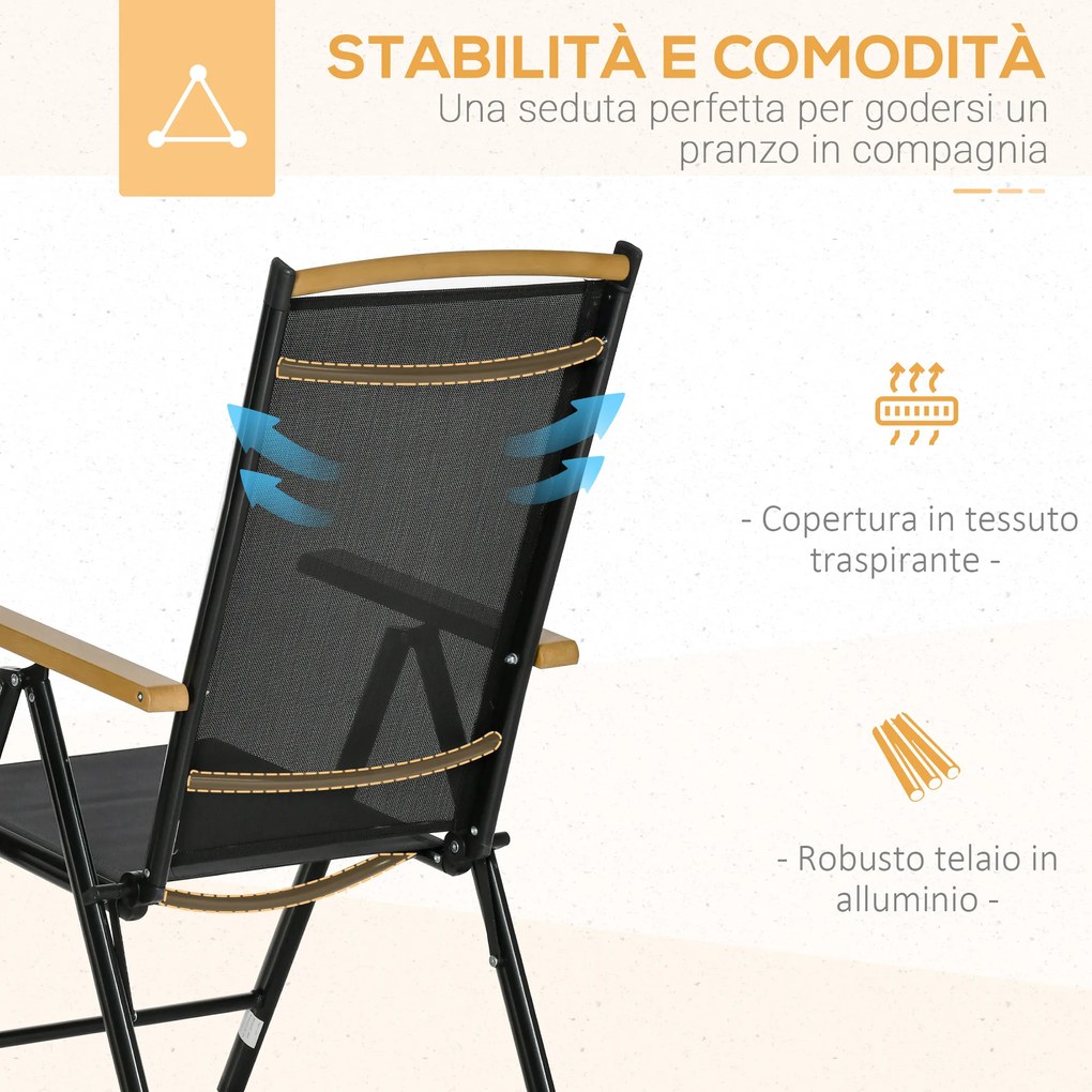 Set 7 Piese Mobilier de Gradina cu Masa Dreptunghiulara Outsunny, Negru | Aosom Romania