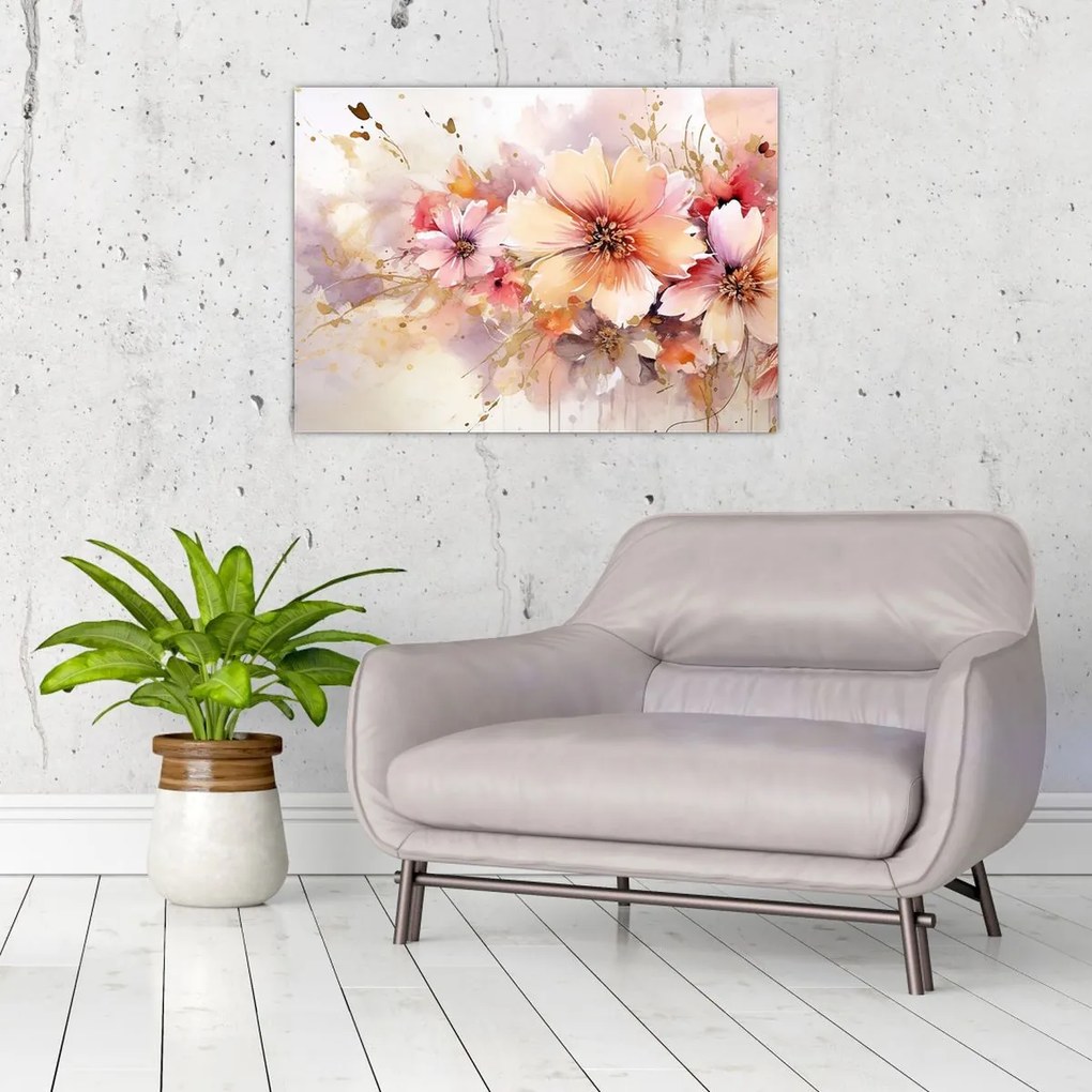 Tablou pe sticlă - Flori (70x50 cm)