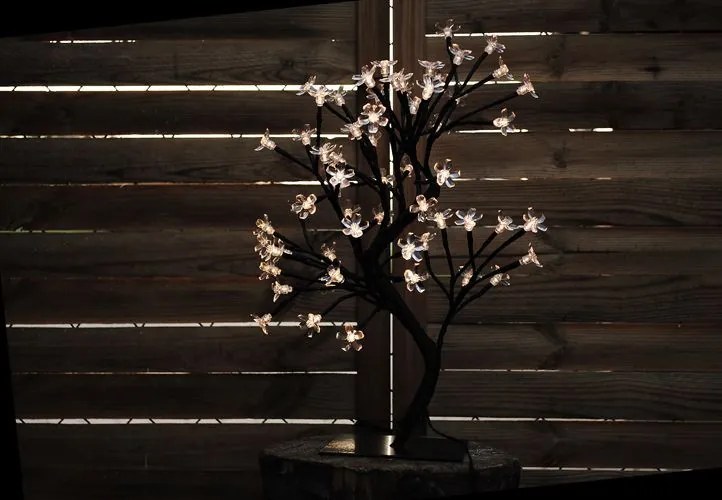 Pom decorativ cu flori LED , alb cald