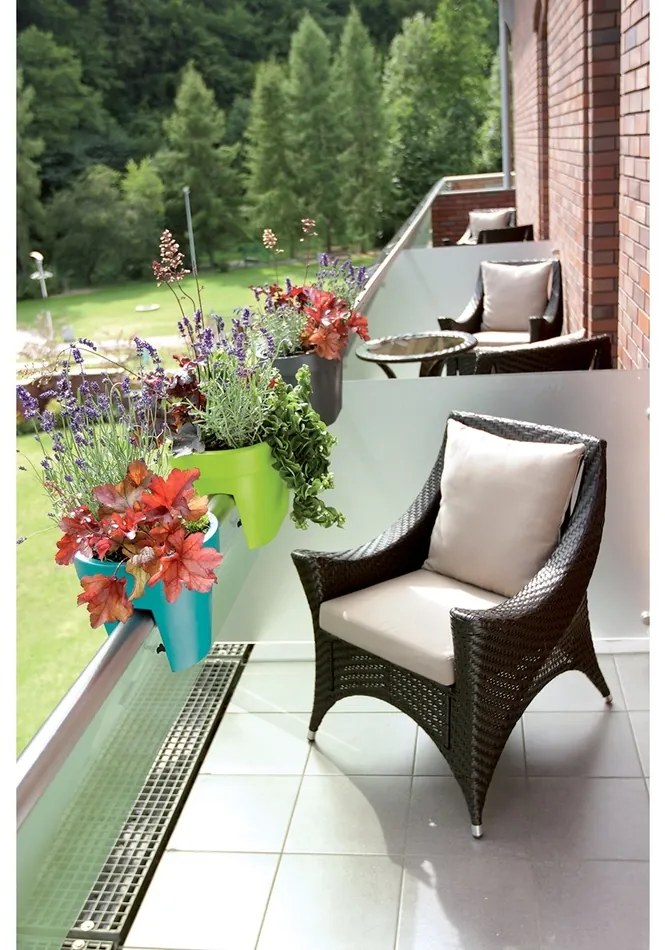 Ghiveci de balustradă Lofly Railing, culoarea limetei, 40 cm