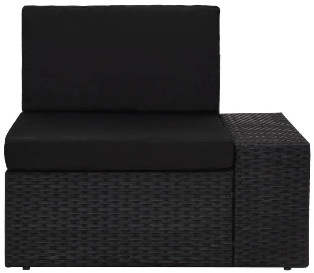 Set mobilier de gradina cu perne, 10 piese, negru, poliratan 7x colt + 2x mijloc + masa, 1