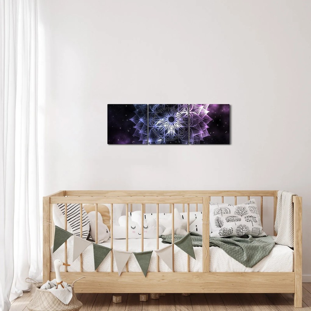 Tablou - Mandala Lotus în spațiu (cu ceas) (90x30 cm)