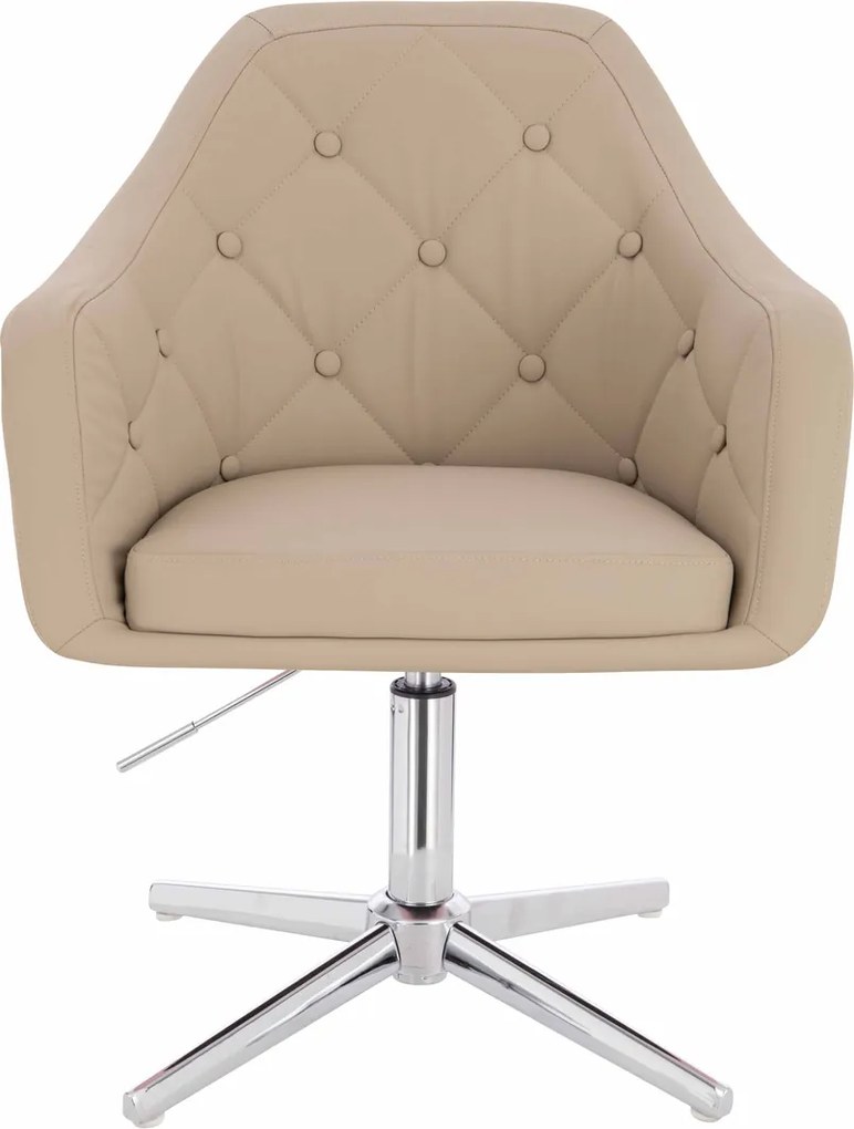 HR831CROSS Scaun Crem Piele Ecologica Premium Soft cu Bază Cromata