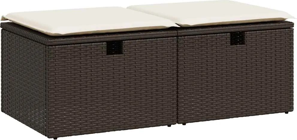 vidaXL Set canapele de grădină, 2 piese, cu perne, maro poliratan maro