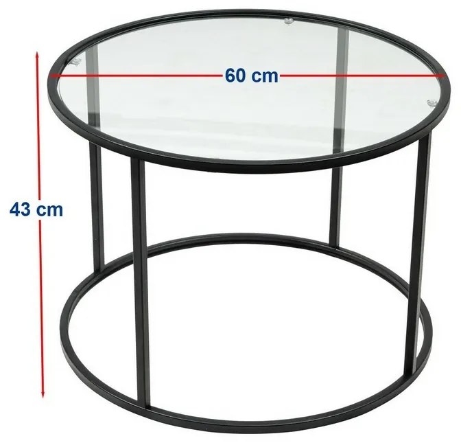 Măsuță de cafea Berlin Black, 60 cm