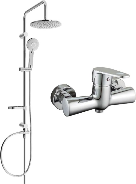 Mexen Carl set de duș montat pe perete cu cap de duș și baterie de duș Kama, crom - 72540240-00