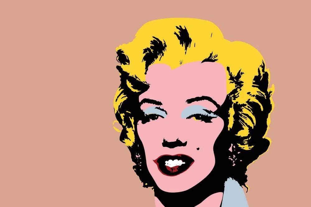 Tapet pop art Marilyn Monroe pe fundalul maro