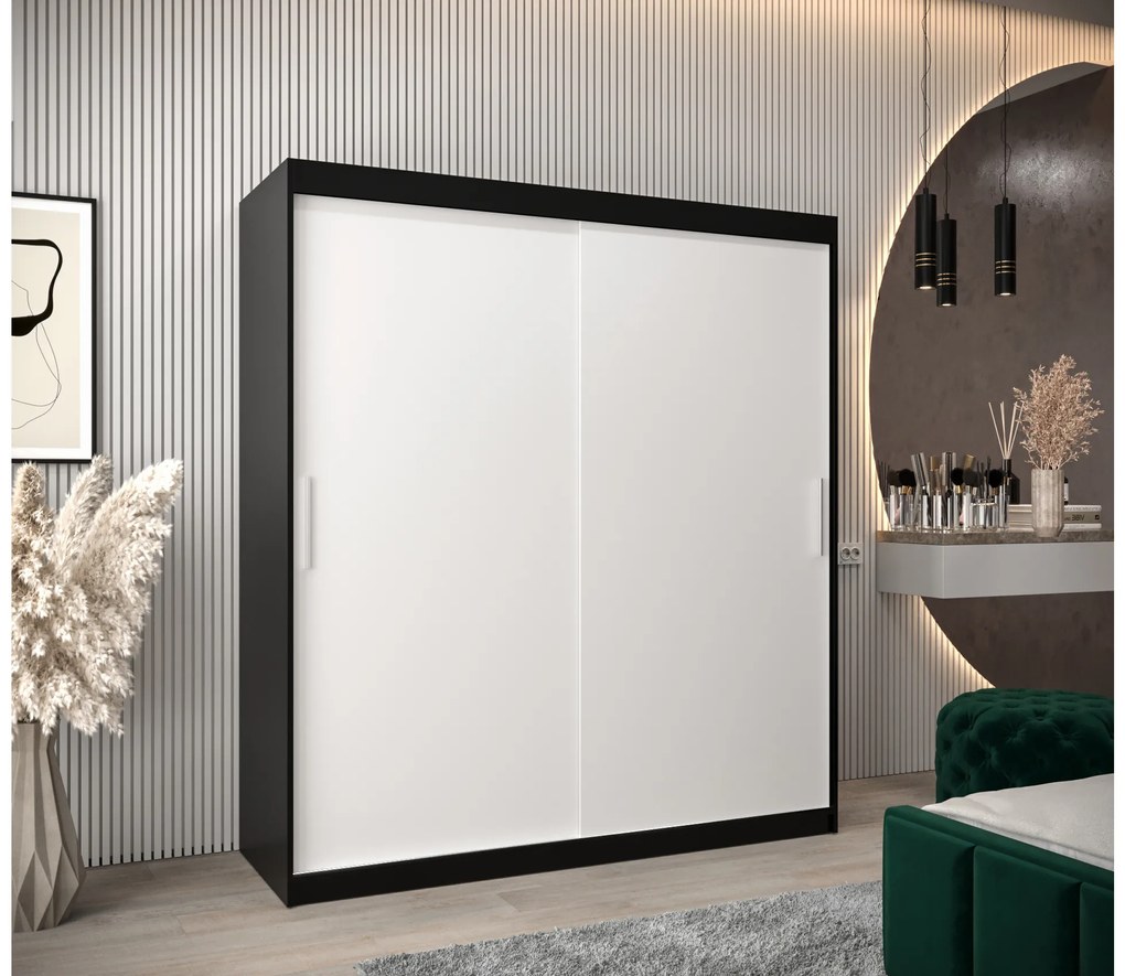 Dulap de haine 180 cm Toki (negru mat + alb mat). 1064835