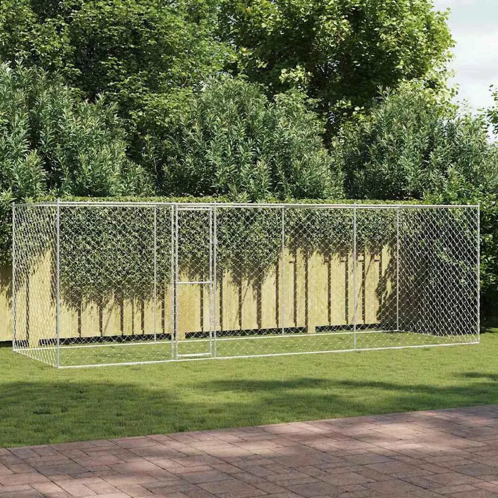 vidaXL Cușcă pentru câine Argintiu 600 x 200 x 200 cm Oțel Galvanizat