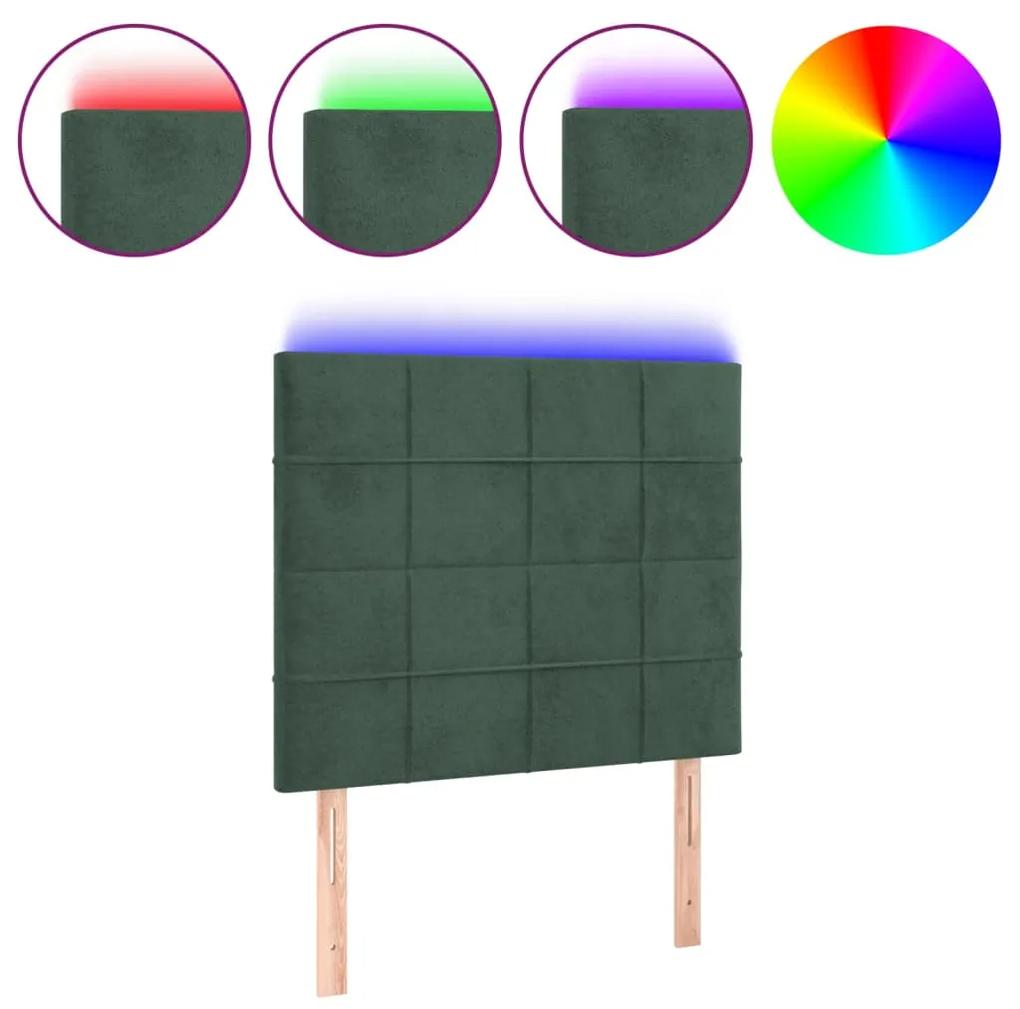 Tablie de pat cu LED, verde inchis, 80x5x118 128 cm, catifea 1, Verde inchis, 80 x 5 x 118 128 cm