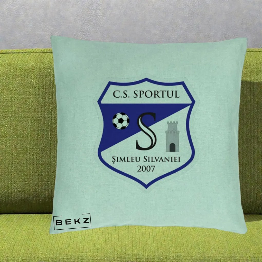 Perna Personalizata CS Sportul Simleu Silvaniei 2007, 40x40 cm, Verde Menta, Husa Detasabila, Perna Inclusa, BEKZ®