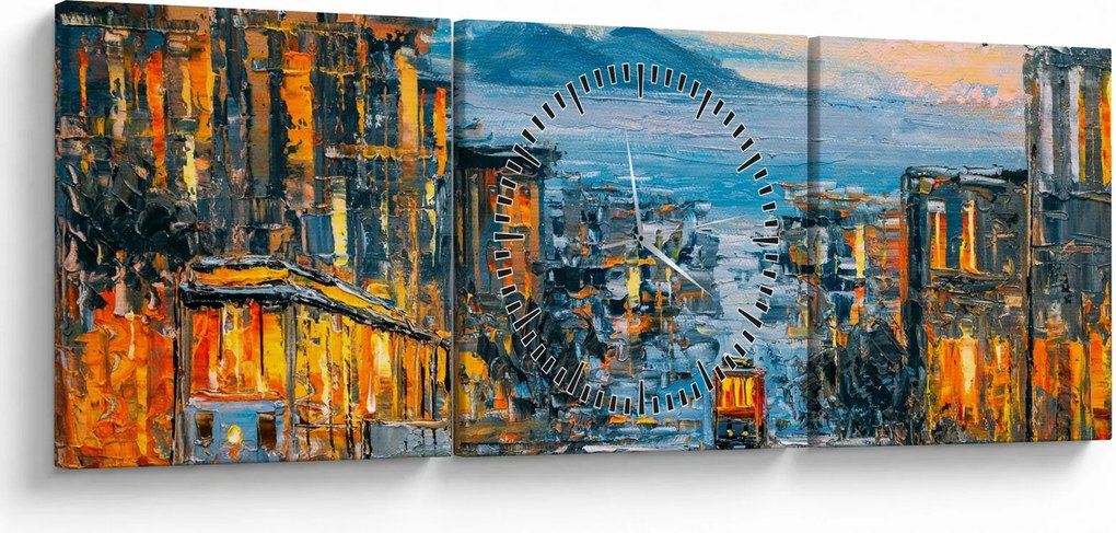 Tablou - Telecabină, San Francisco (cu ceas) (90x30 cm)