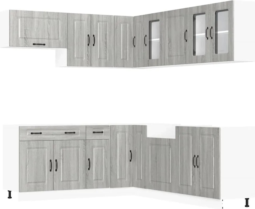 vidaXL Set de dulapuri de bucătărie 11 piese „Kalmar” lemn Sonoma gri