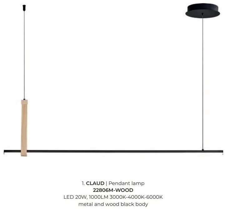 Lustra LED moderna cu detalii din lemn CLAUD