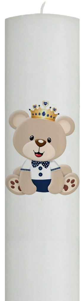 Lumanare Botez Ursulet cu coronita 5,5 cm, 40 cm