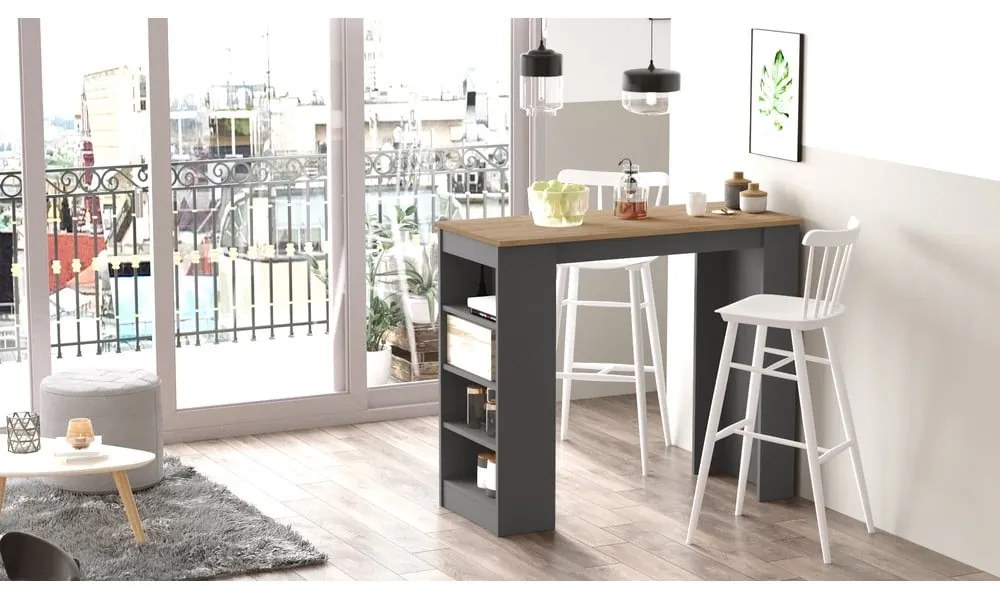 Masă de bar cu blat cu aspect de lemn de stejar 47x120 cm Peru – Marckeric