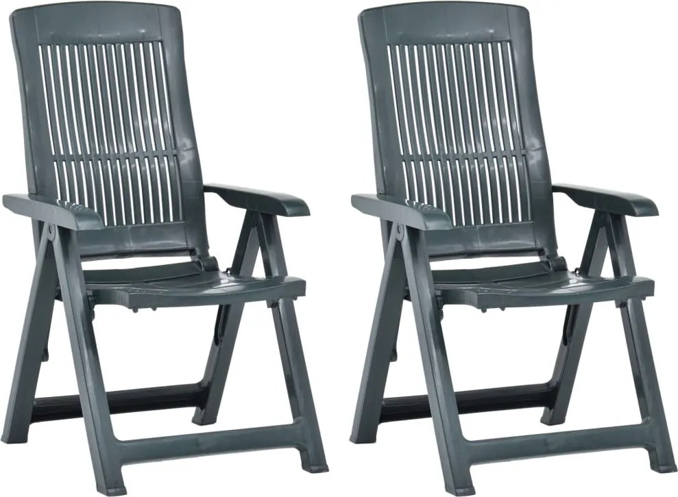 vidaXL Scaune de grădină rabatabile, 2 buc., verde, plastic