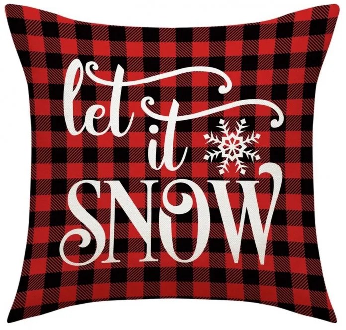 Husa de perna de Craciun LET IT SNOW 45x45 cm, rosu