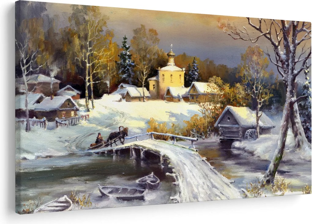 Tablou - Orășel iarna (90x60 cm)