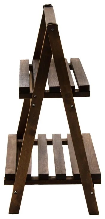 Raft cu 2 niveluri - suport pentru plante Fenno lemn de culoarea nuc 58x34x67cm