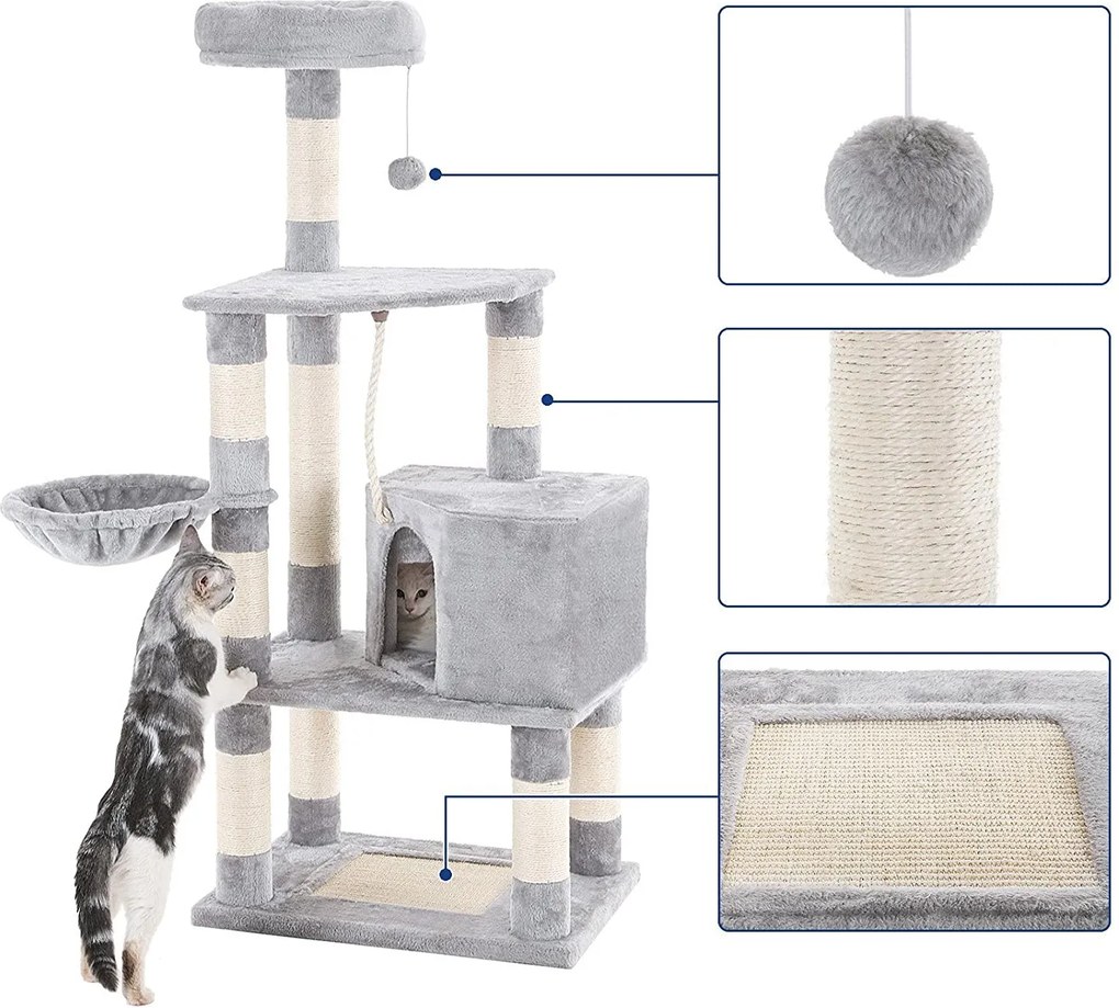 Ansamblu de joaca pentru pisici Gri deschis H 148 cm