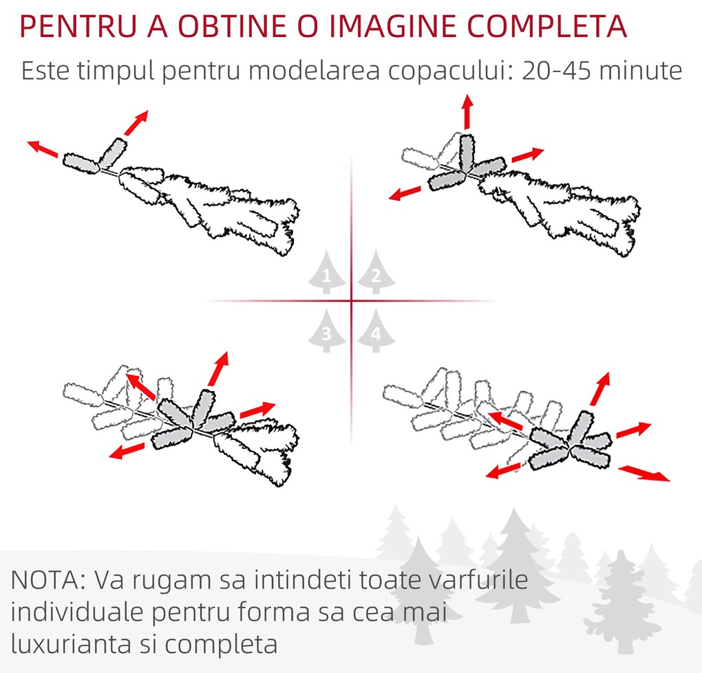 Brad de Craciun Artificial 180cm cu 786 Ramuri Deschidere Automata, Brad de Craciun Bogat, din Metal, Usor de Montat, Verde HOMCOM | Aosom Romania