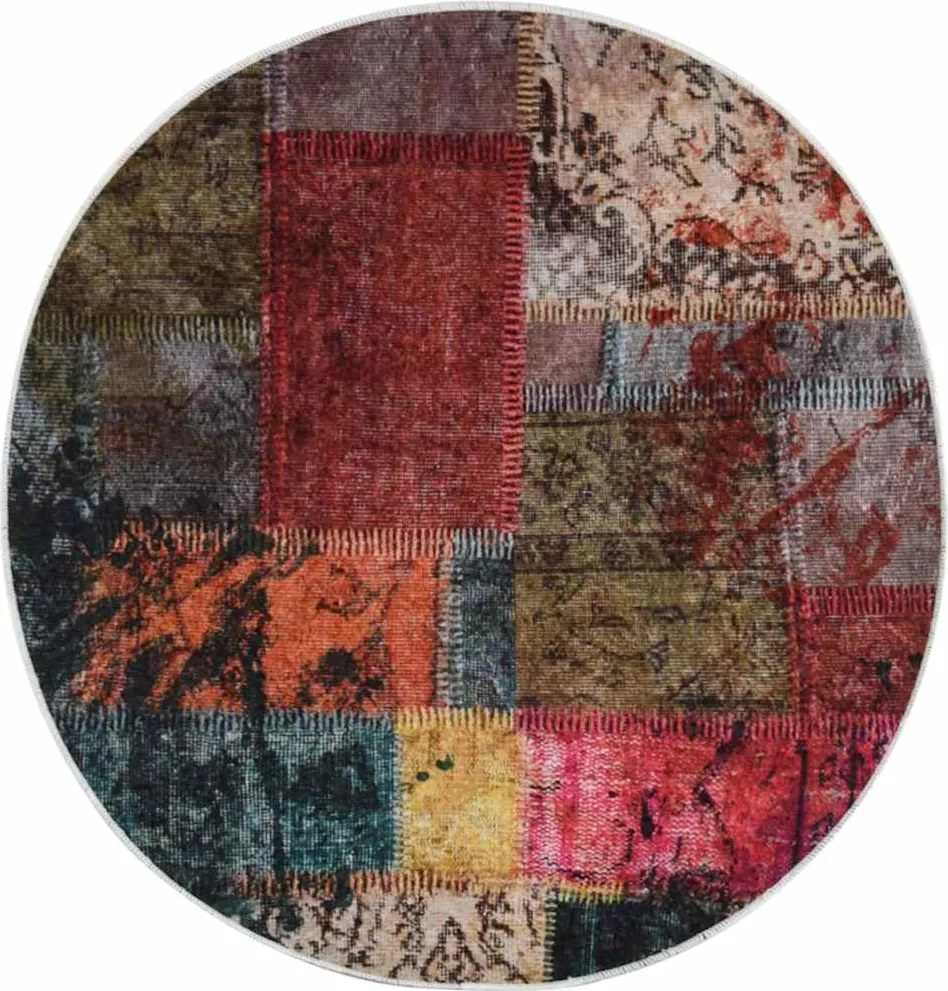 vidaXL Covor lavabil, mozaic multicolor, φ120 cm