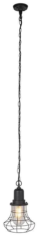 Lampă suspendată rustică de exterior neagră - Moreno