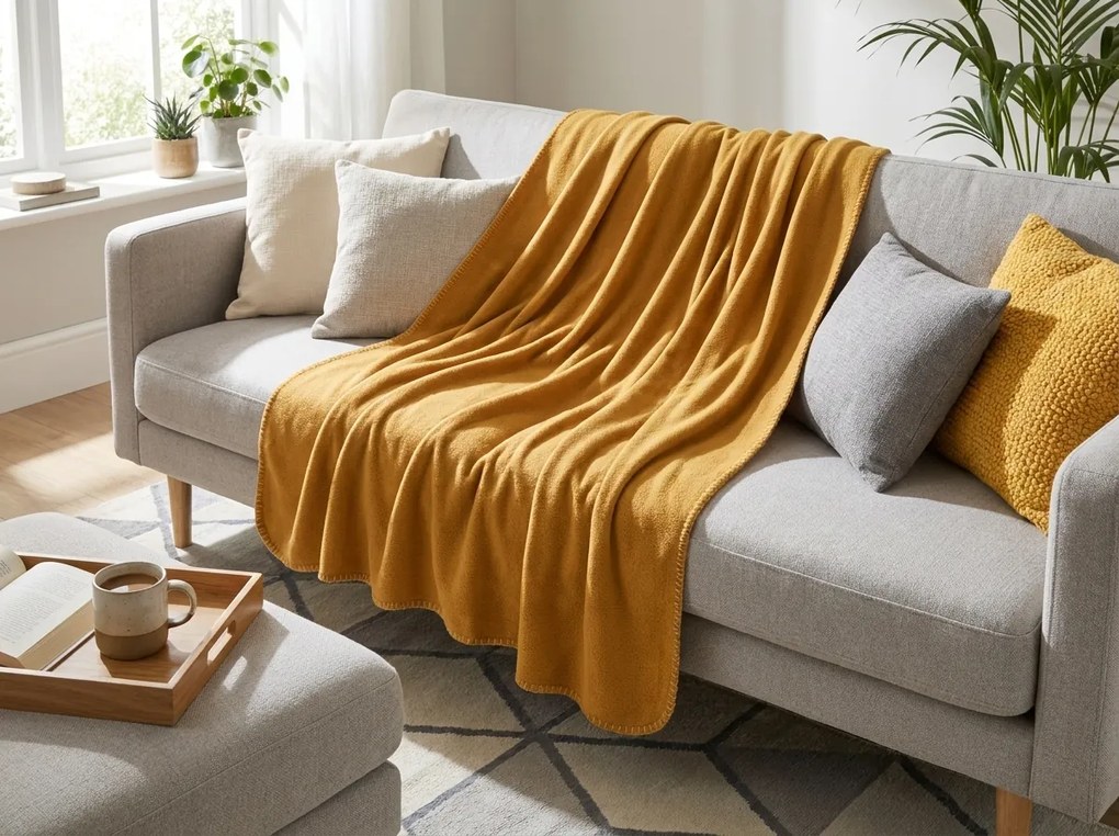 Patura fleece FLEORA, maro-portocaliu Dimensiune: 150 x 200 cm