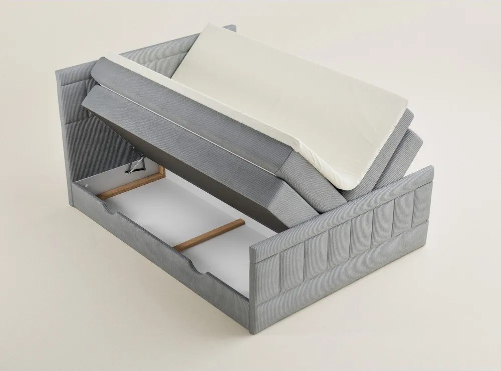 Pat boxspring gri cu spațiu de depozitare 200x200 cm Caya – Maison de Rêve