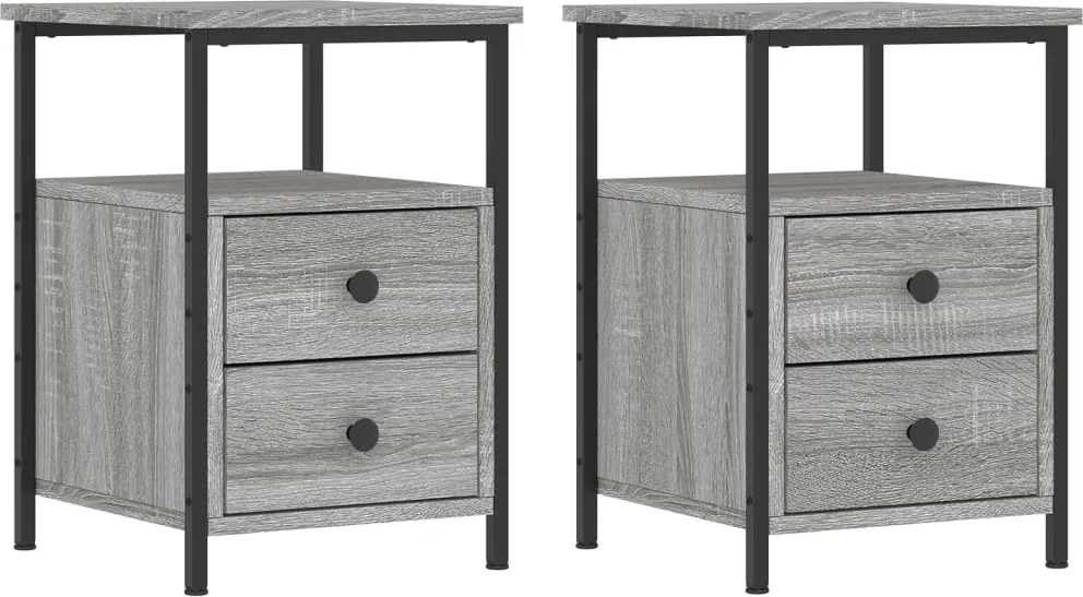 vidaXL Noptiere, 2 buc., gri sonoma, 34x35,5x50 cm, lemn compozit