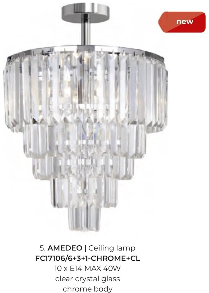 Lustra aplicata eleganta design deosebit AMEDEO, crom